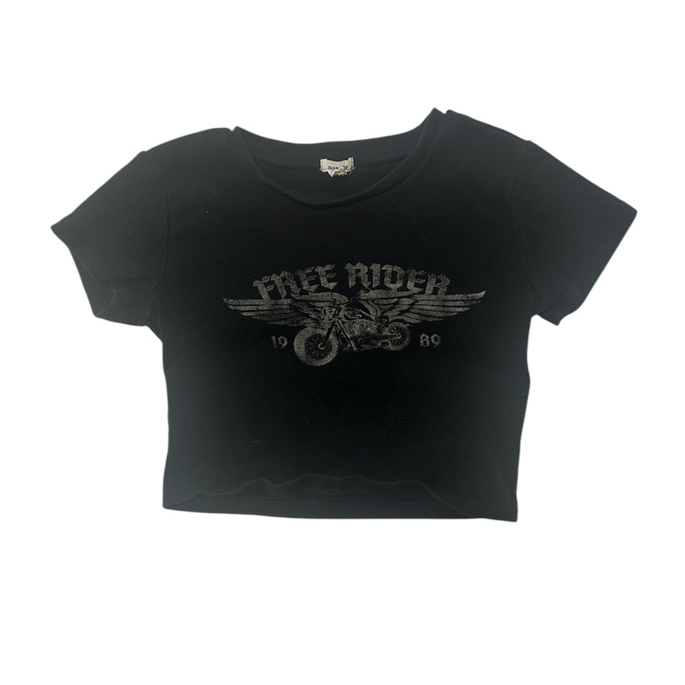 Black Graphic Cropped T-Shirt